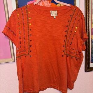 Short Sleeve Embellished Shirt NWOT